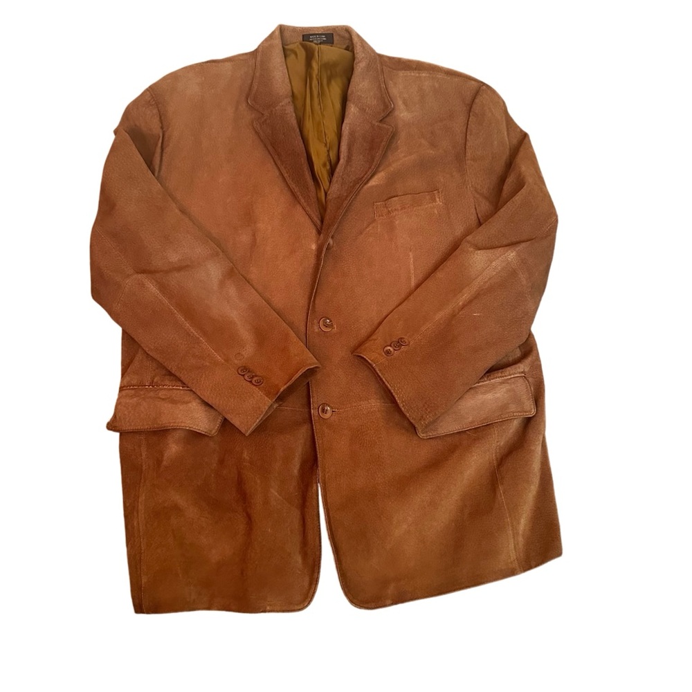 J Ferrar Jacket Mens XL Brown Suede Leather Blazer Sport Coat Western Classic